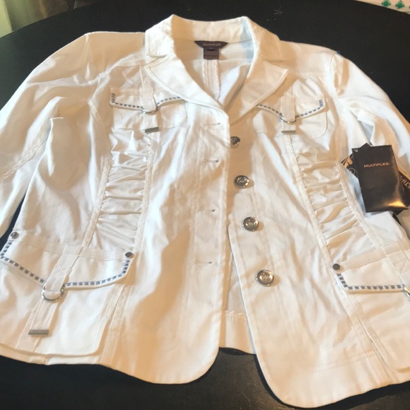 Multiples Jackets & Coats Nwt Medium White Multiples Cotton Blazer